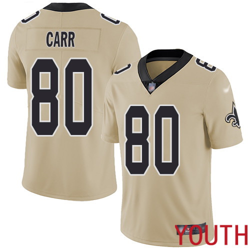New Orleans Saints Limited Gold Youth Austin Carr Jersey NFL Football #80 Inverted Legend Jersey->youth nfl jersey->Youth Jersey